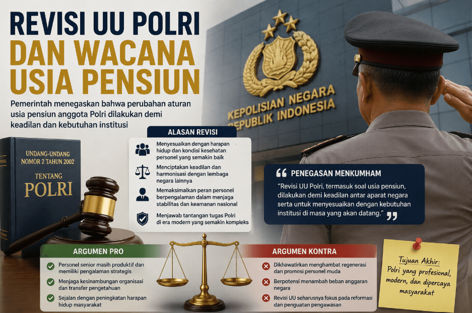Revisi UU Polri dan Wacana Usia Pensiun: Pemerintah Sebut Demi Keadilan dan Kebutuhan Institusi